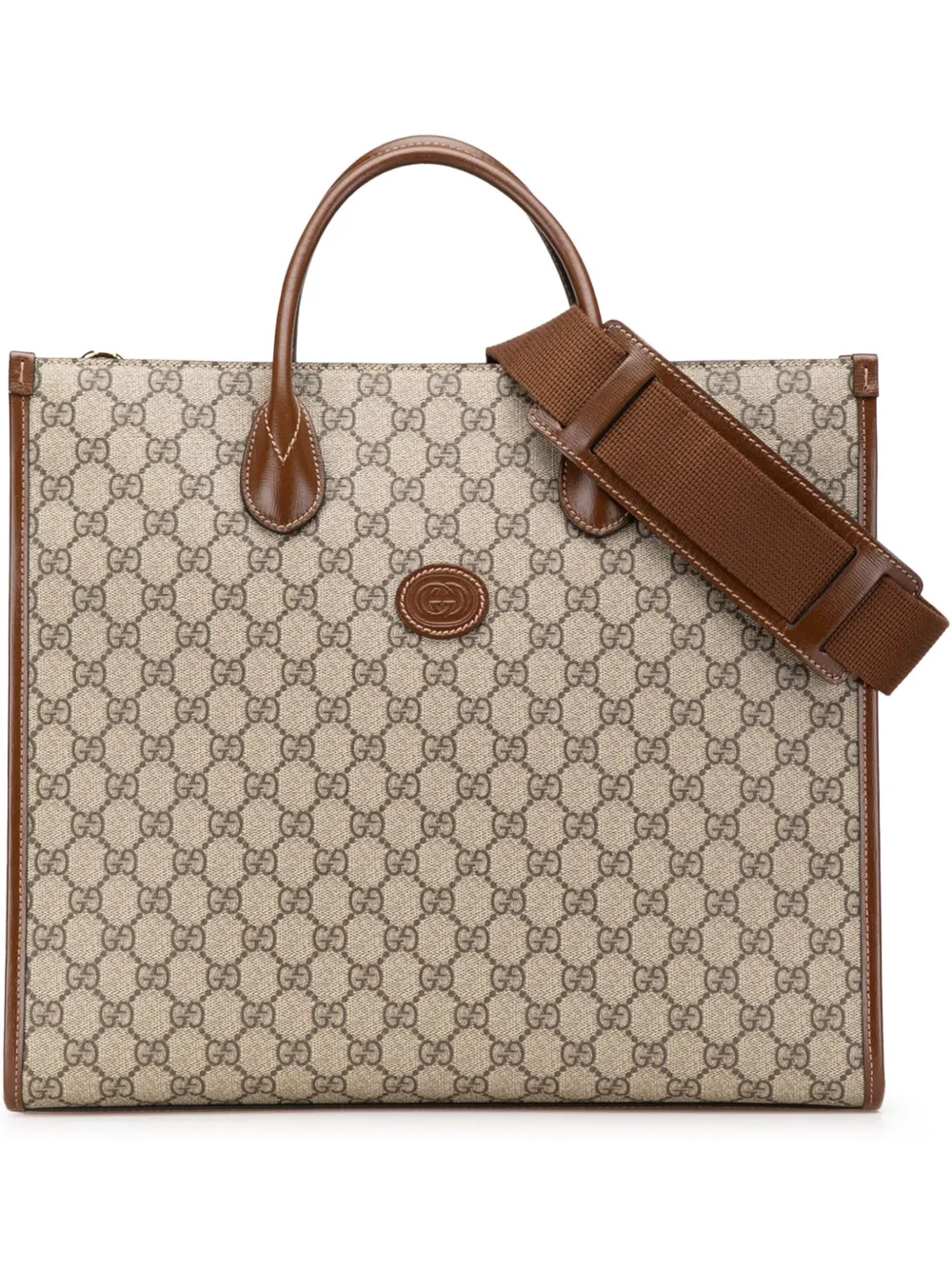 Gucci Pre-Owned 2016-2024 Medium GG Supreme Azalea Calfskin Retro Interlocking G Tote satchel | Brown | Image 1