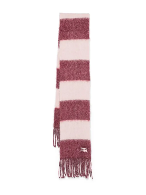 Miu Miu logo-patch Scarf | Pink | FARFETCH BE