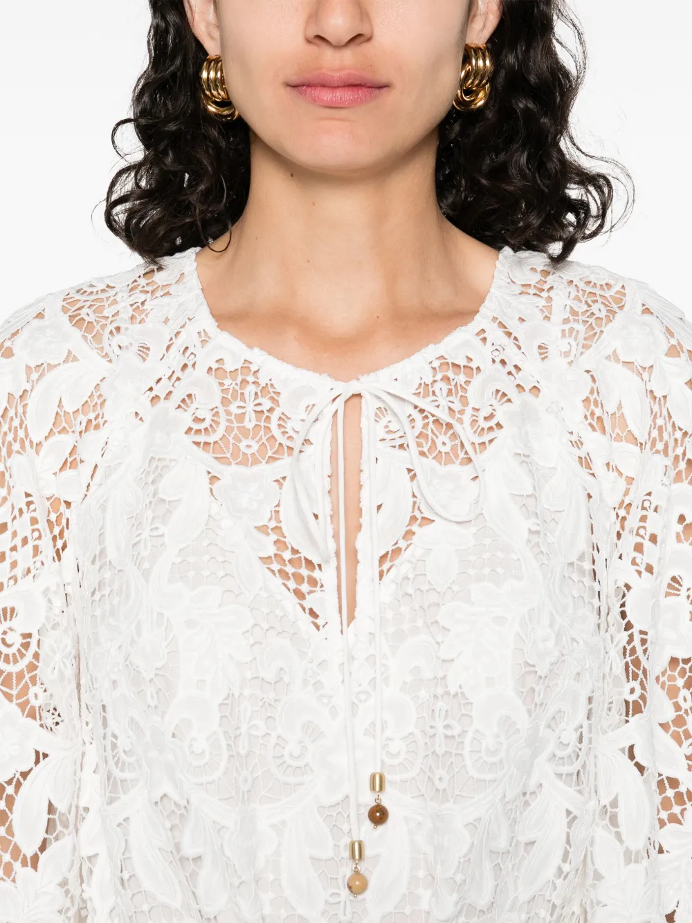 ZIMMERMANN Coco Lace midi-jurk Wit