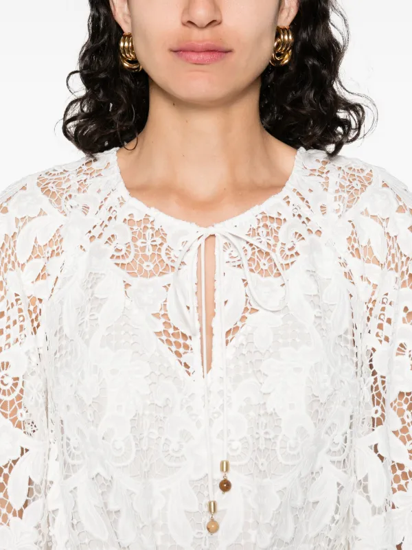 ZIMMERMANN ジマーマン ワンピース Coco lace midi dress1062843 Coco lace midi dress in white - Zimmermann | Mytheresa