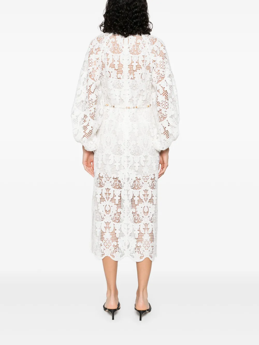 ZIMMERMANN Coco Lace midi-jurk Wit