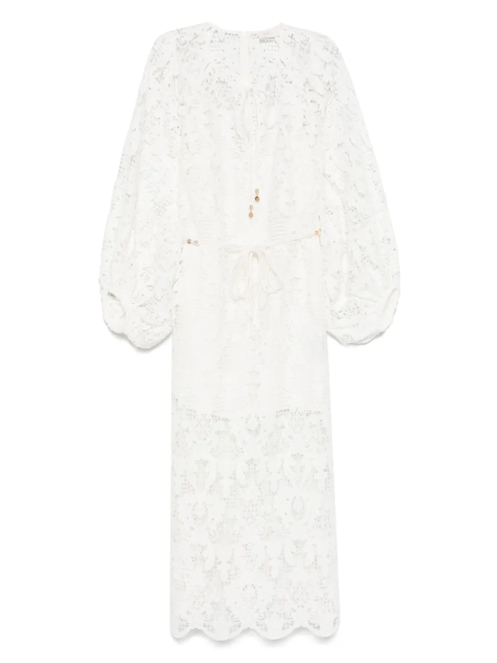 ZIMMERMANN Coco Lace midi-jurk Wit