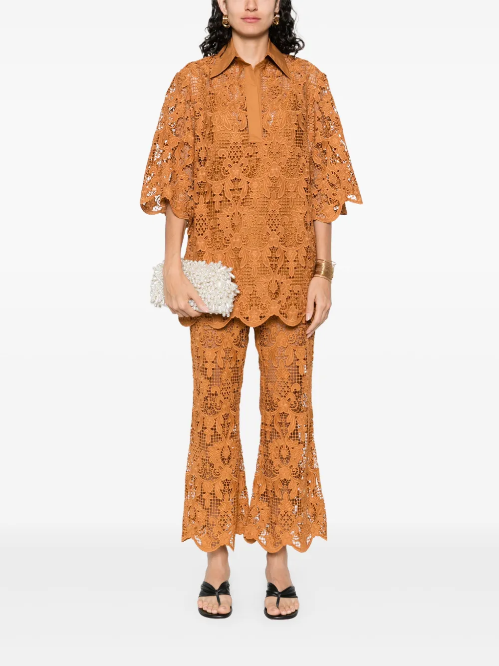 ZIMMERMANN COCO LACE FLARED TROUSERS