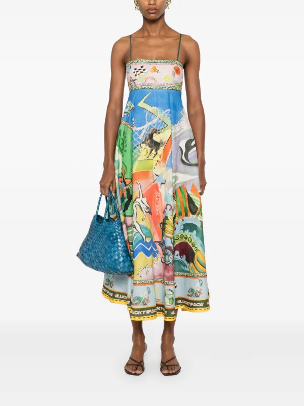 ALEMAIS Lucky Pace Midi Dress | Blue | FARFETCH