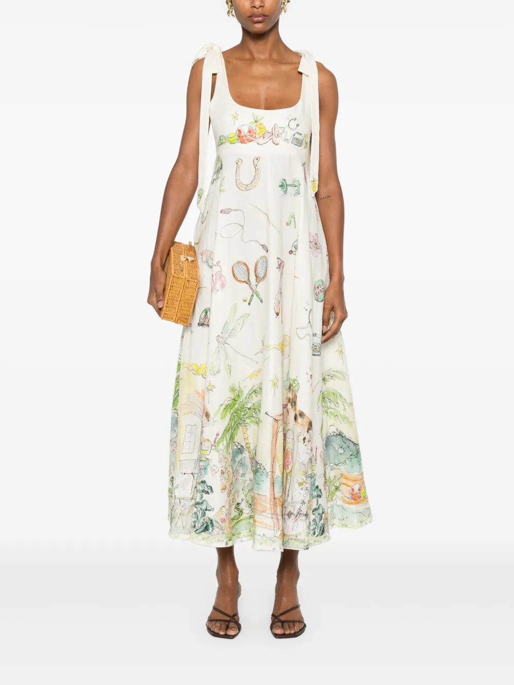 ALEMAIS Midi-jurk met grafische print - Beige