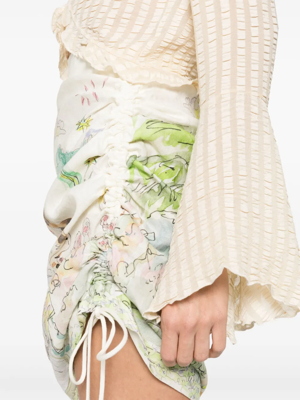 ALEMAIS Linnen gedrapeerde rok Beige