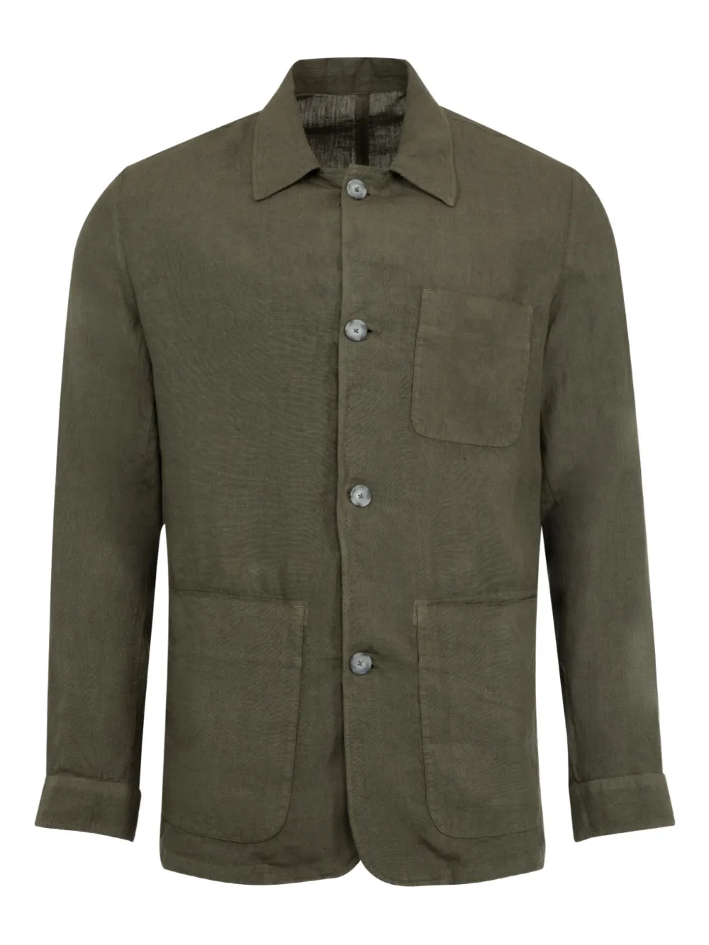 120% Lino button-up utility jacket | vert | Image 1