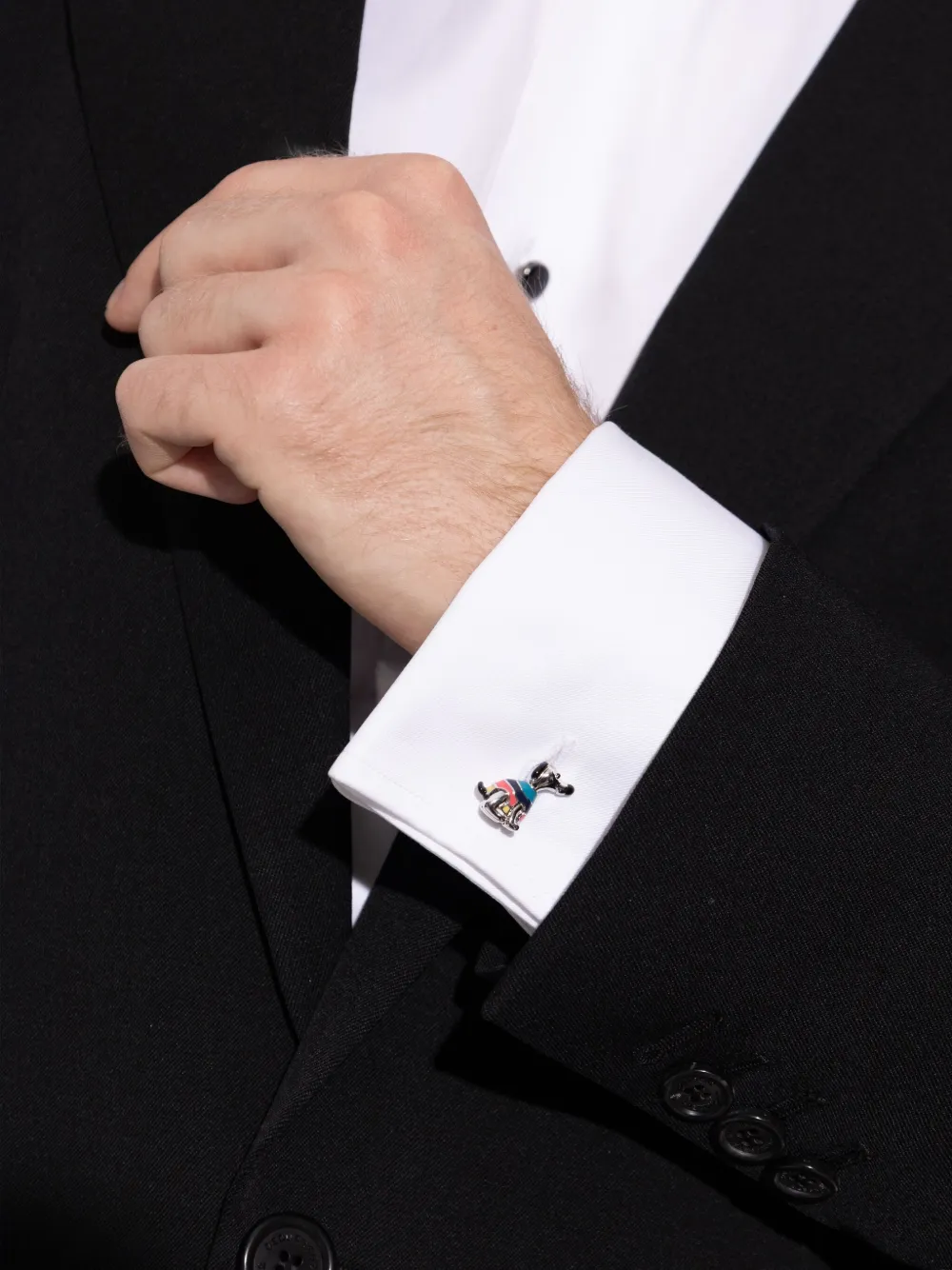 Paul Smith Stripe Jumper Dog cufflinks | Silver | Image 1