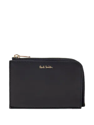 PS Paul Smith Black Leather 'Sports Stripe' Zip Pouch Wallet