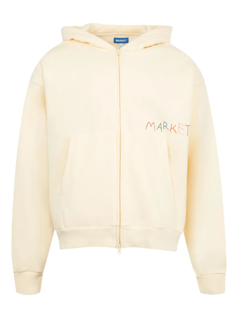 MARKET Good Produce Fruit hoodie met rits en grafische print Beige