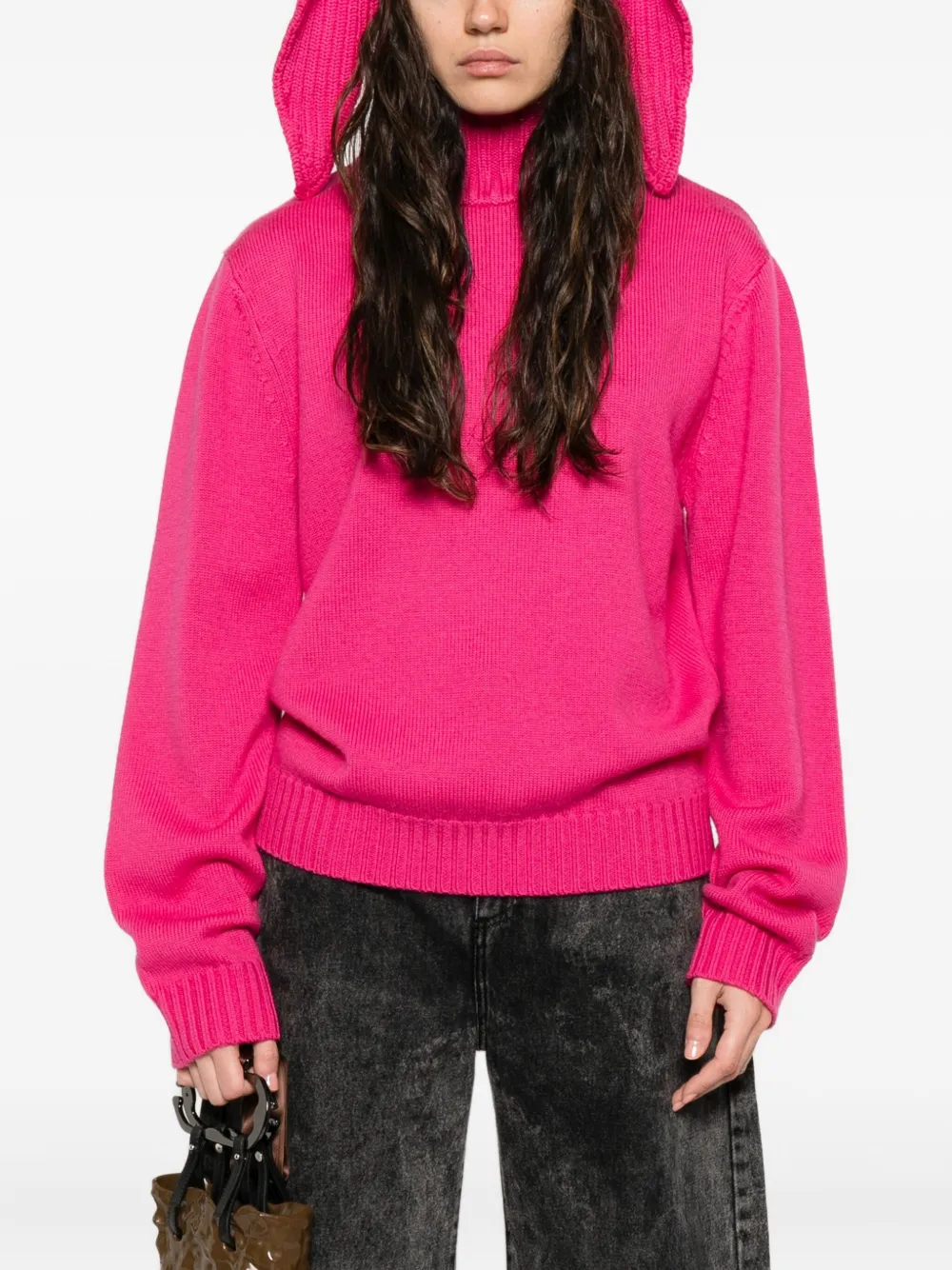 Charles Jeffrey Loverboy merino high-neck sweater Roze