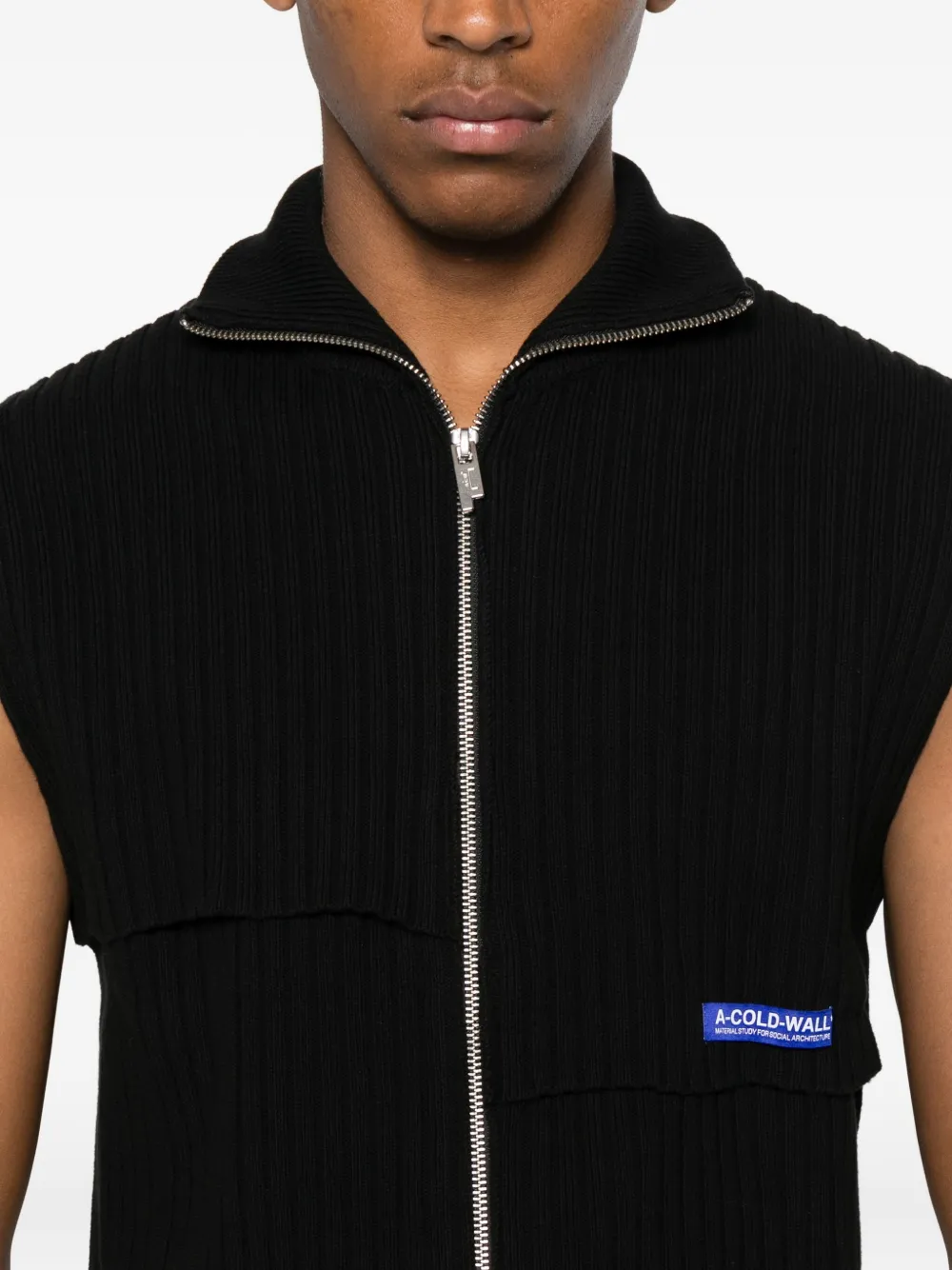 A-COLD-WALL* Geribbelde spencer met rits Zwart