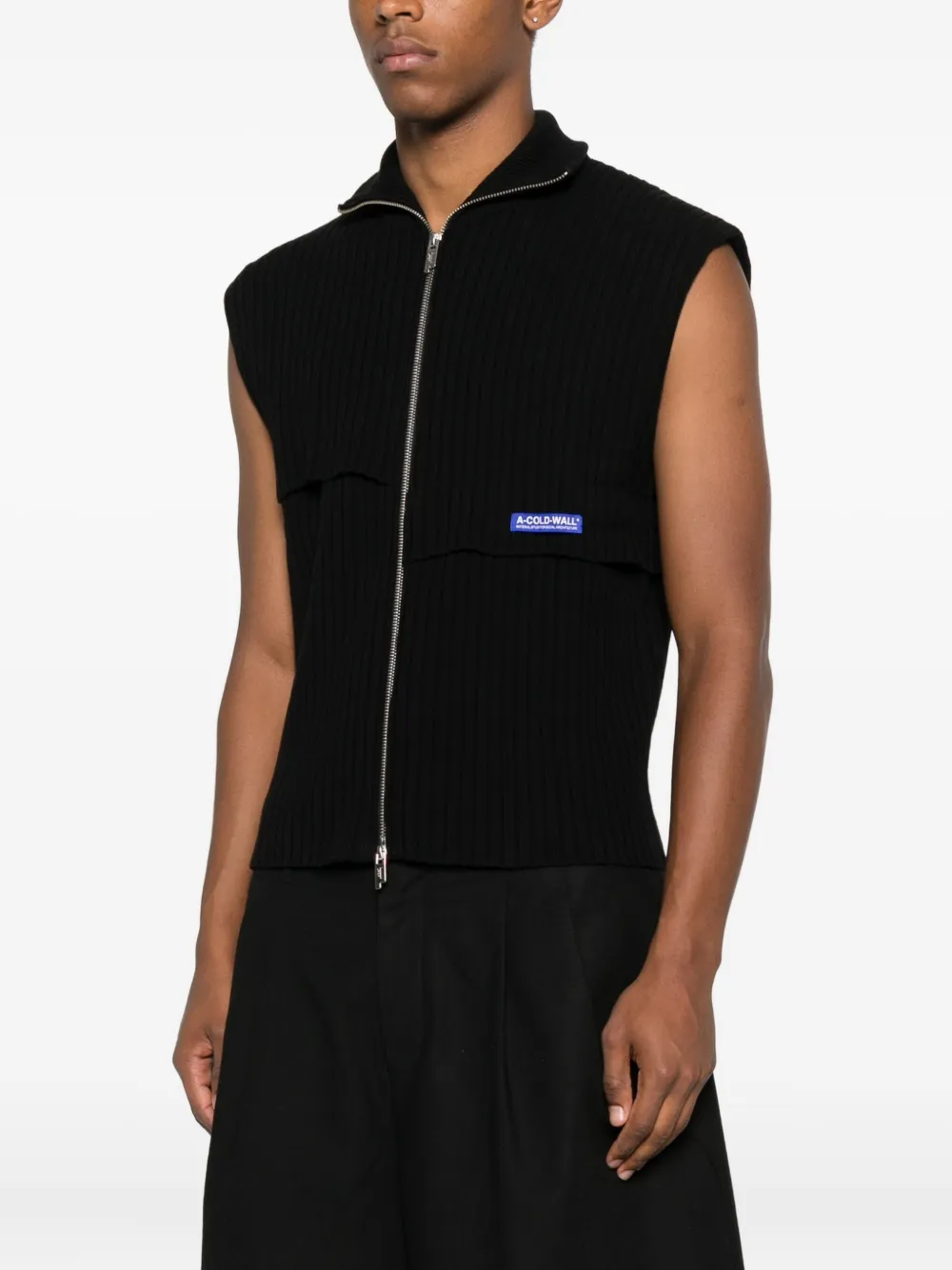 A-COLD-WALL* Geribbelde spencer met rits Zwart