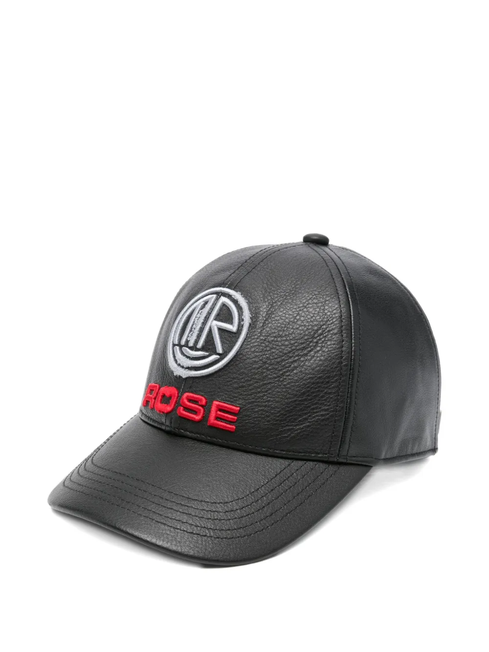 Martine Rose Logo-embroidered Leather Cap In Gray
