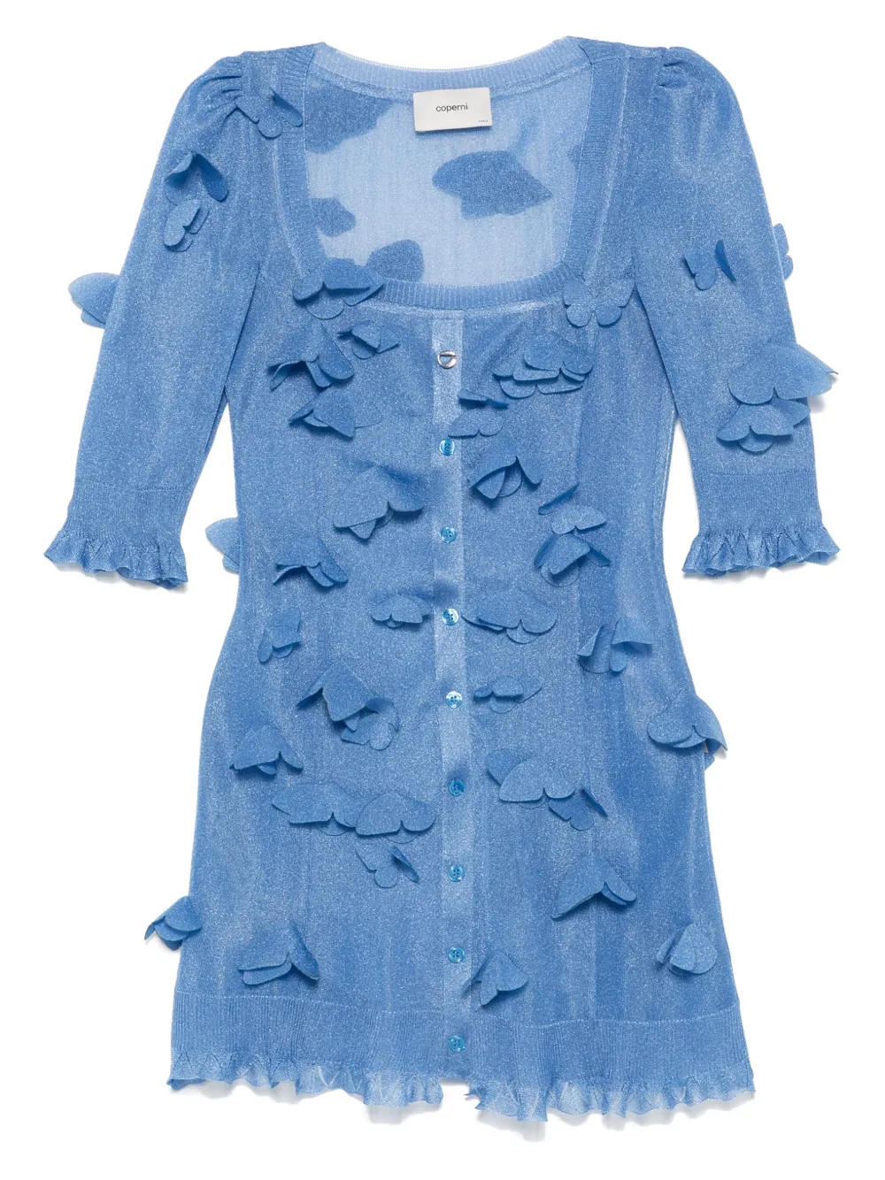 Coperni butterfly-appliqué knitted mini dress - ブルー Coperni butterfly-appliqué knitted mini dress - ブルー