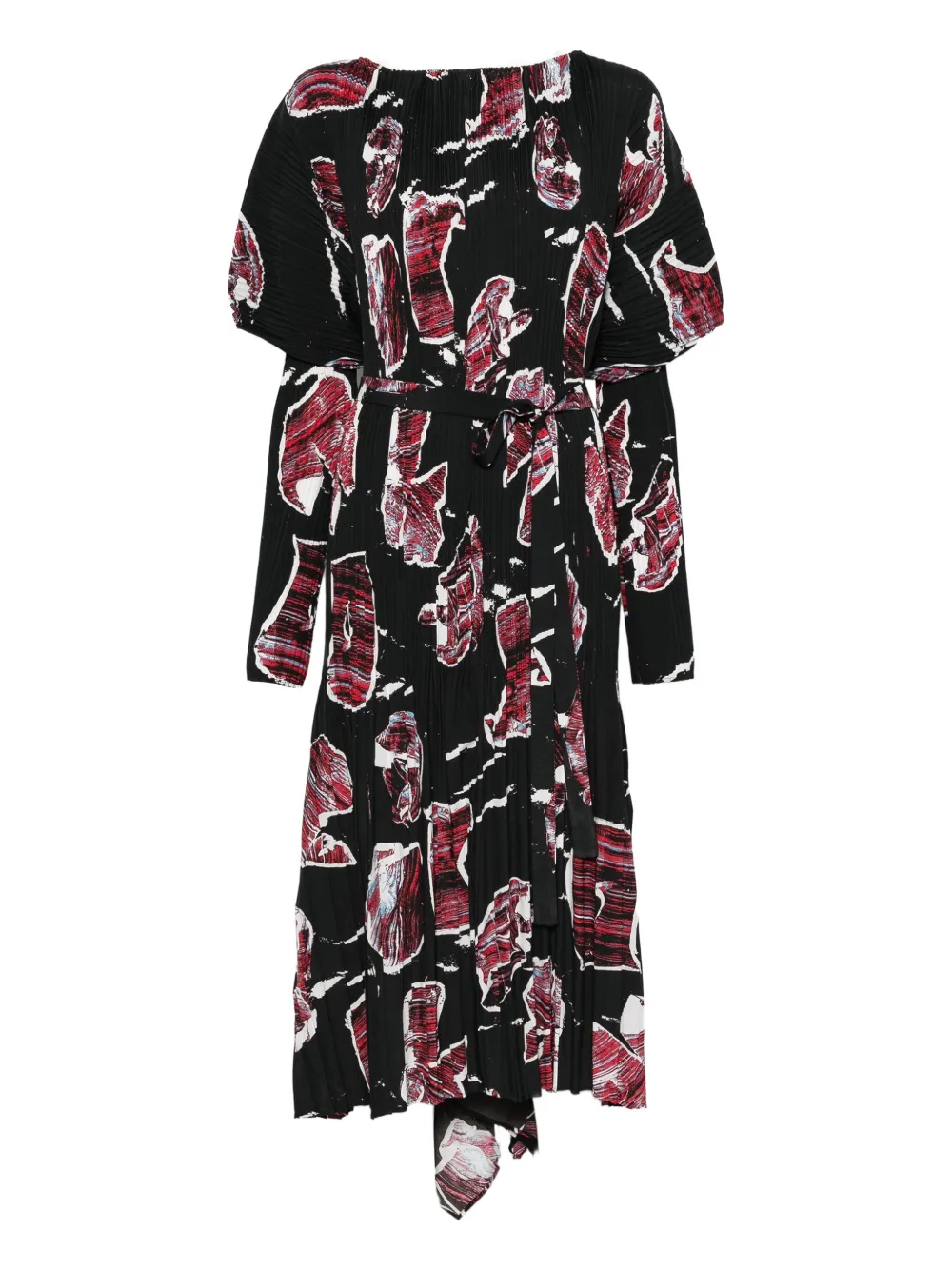 Colville Delphi geplooide jurk met abstracte print Zwart