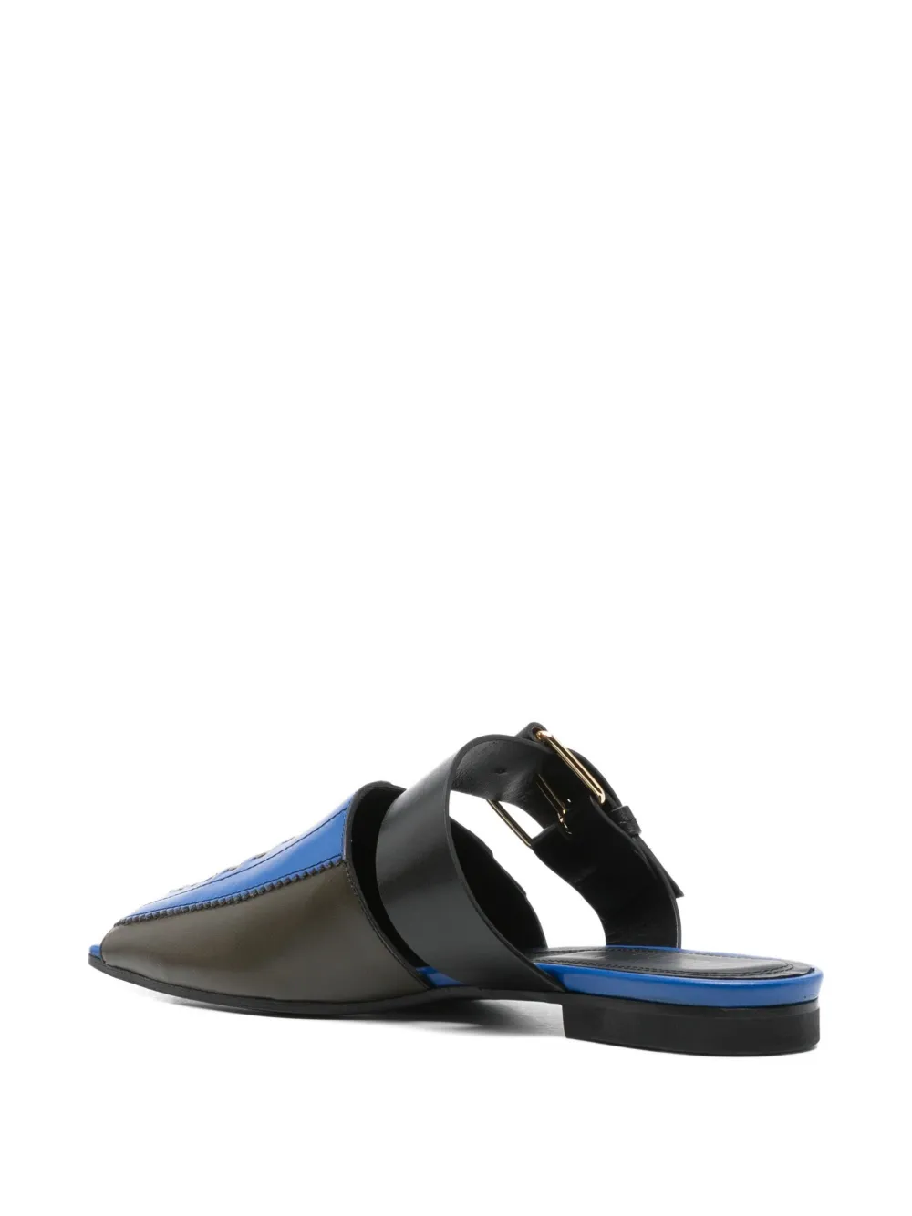 colville Patch buckle-detail patchwork mules Blue