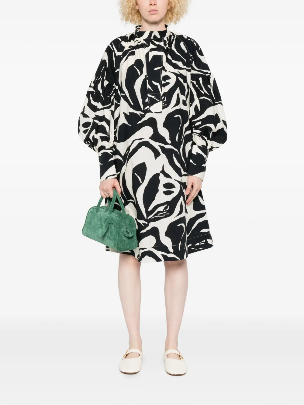 Colville Gesmockte jurk met abstracte print - Wit