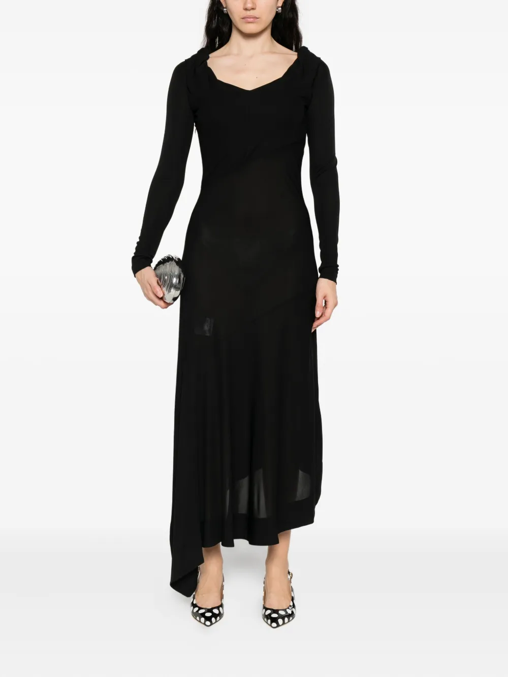 colville Shing-a-ling asymmetrische jurk met lange mouwen Zwart