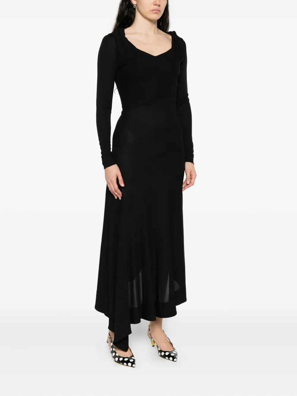 colville Shing-a-ling asymmetrische jurk met lange mouwen Zwart
