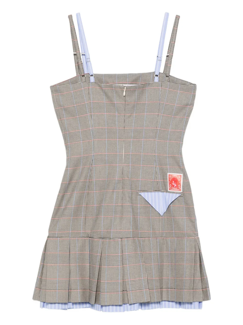 Charles Jeffrey Loverboy pleated check-pattern mini dress Beige