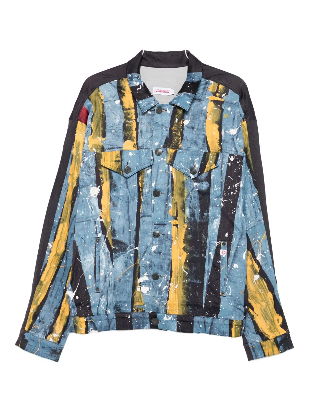 Charles Jeffrey Loverboy Painted-stripe Denim Jacket In Blue