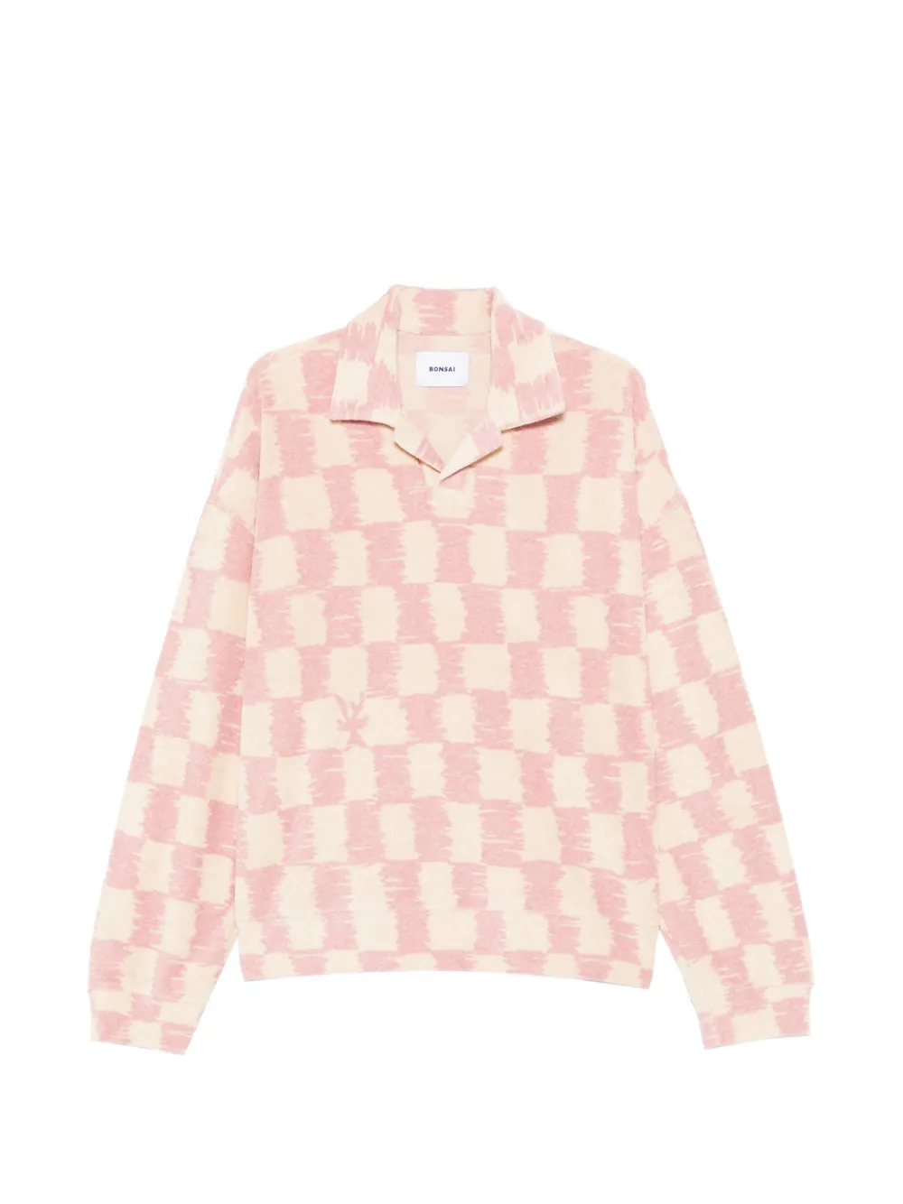Bonsai oversized chequered long-sleeve sweater - Rosa