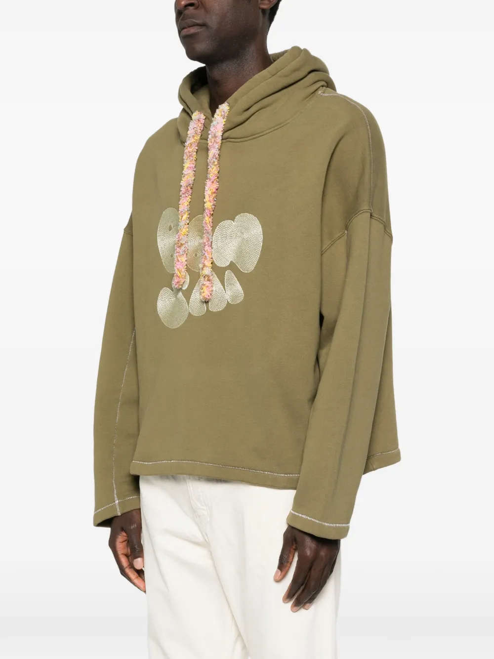 Bonsai Oversized hoodie met borduurwerk Groen