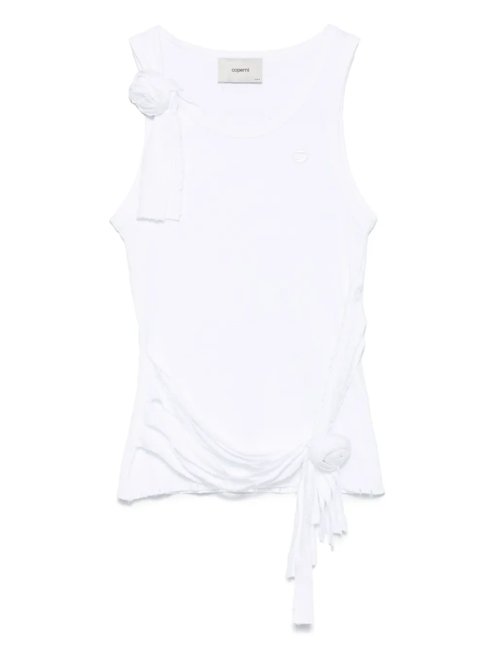 Coperni rose-appliqué distressed-effect tank top | Image 1