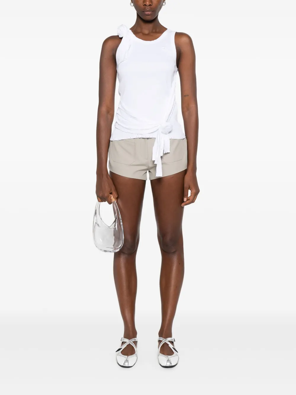 Coperni rose-appliqué distressed-effect tank top | Vests & Tank Tops | Image 2