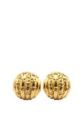 CHANEL Pre-Owned 1980-1990 Gold Plated CC Dome Clip On Earrings costume earrings
