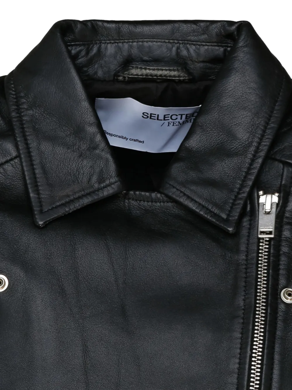 Selected Femme Leren jack Zwart
