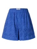 Selected Femme perforated elasticated-waistband shorts - Blue