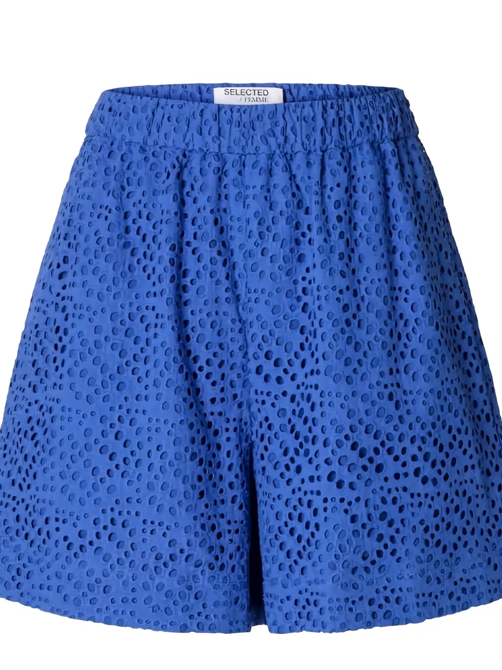Selected Femme perforated elasticated-waistband shorts Blauw