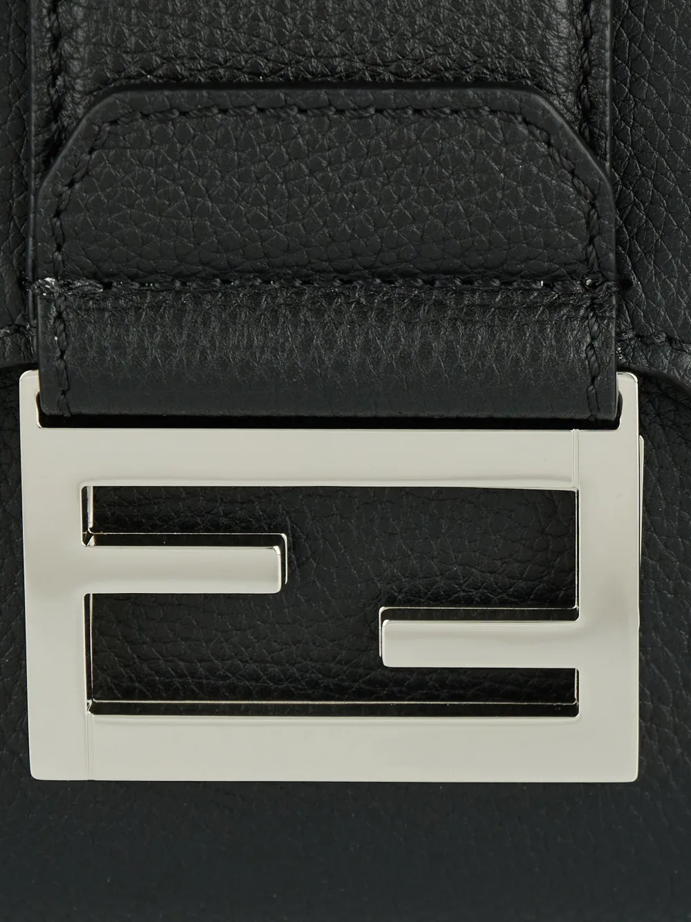 Fendi Baguette Double Leather Crossbody Bag In Black