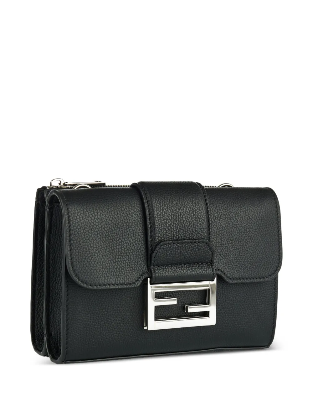 FENDI Double Baguette leren schoudertas Zwart