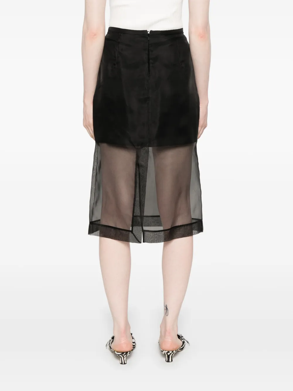 Shop David Koma Semi-sheer Midi Skirt