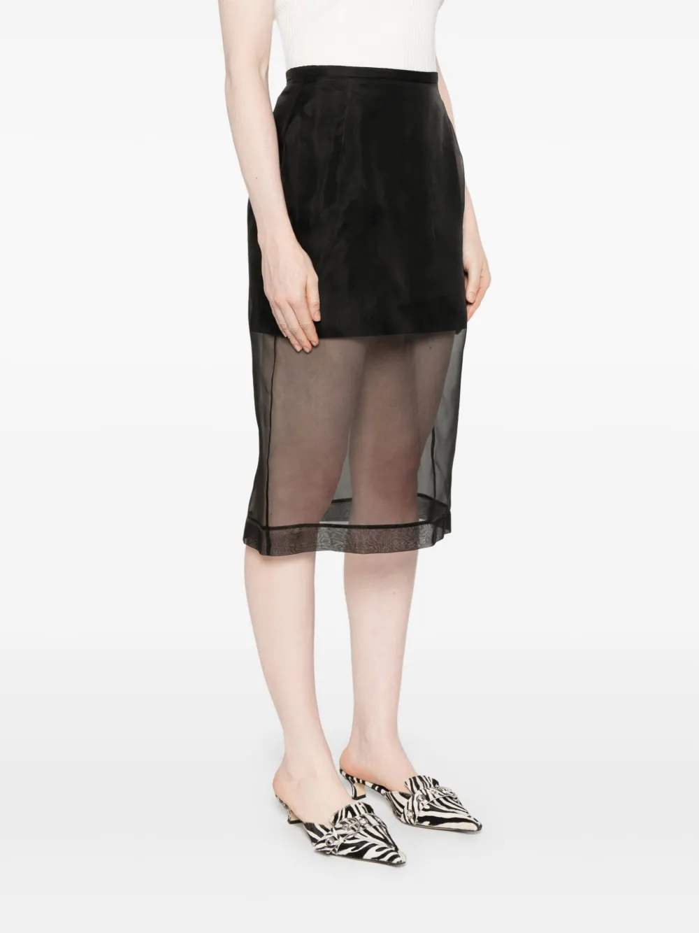 Shop David Koma Semi-sheer Midi Skirt