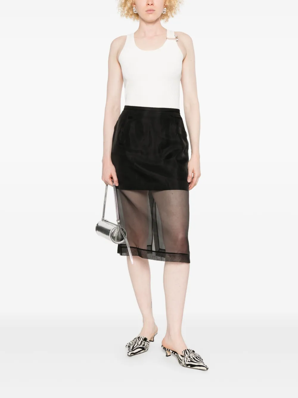 David Koma semi-sheer midi skirt - Zwart