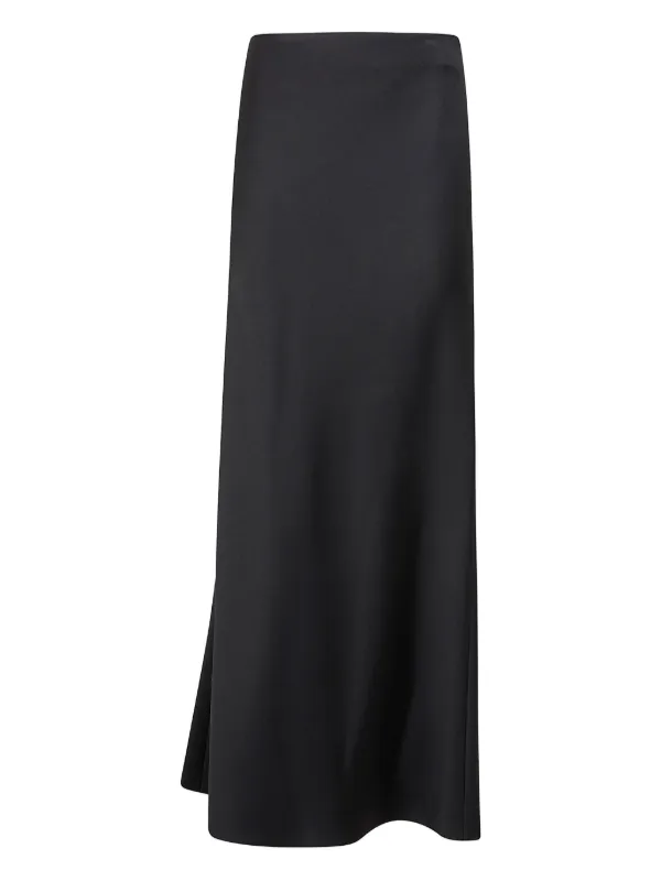 Carven Asymmetric Satin Skirt in Black