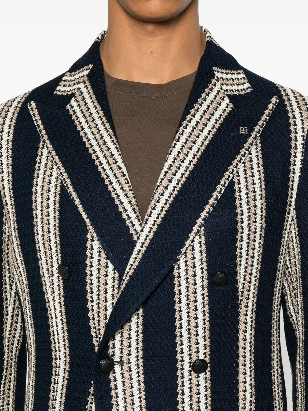 Tagliatore Gestreepte blazer met dubbele rij knopen Blauw