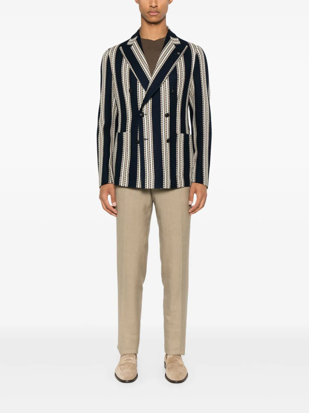 Tagliatore Gestreepte blazer met dubbele rij knopen Blauw