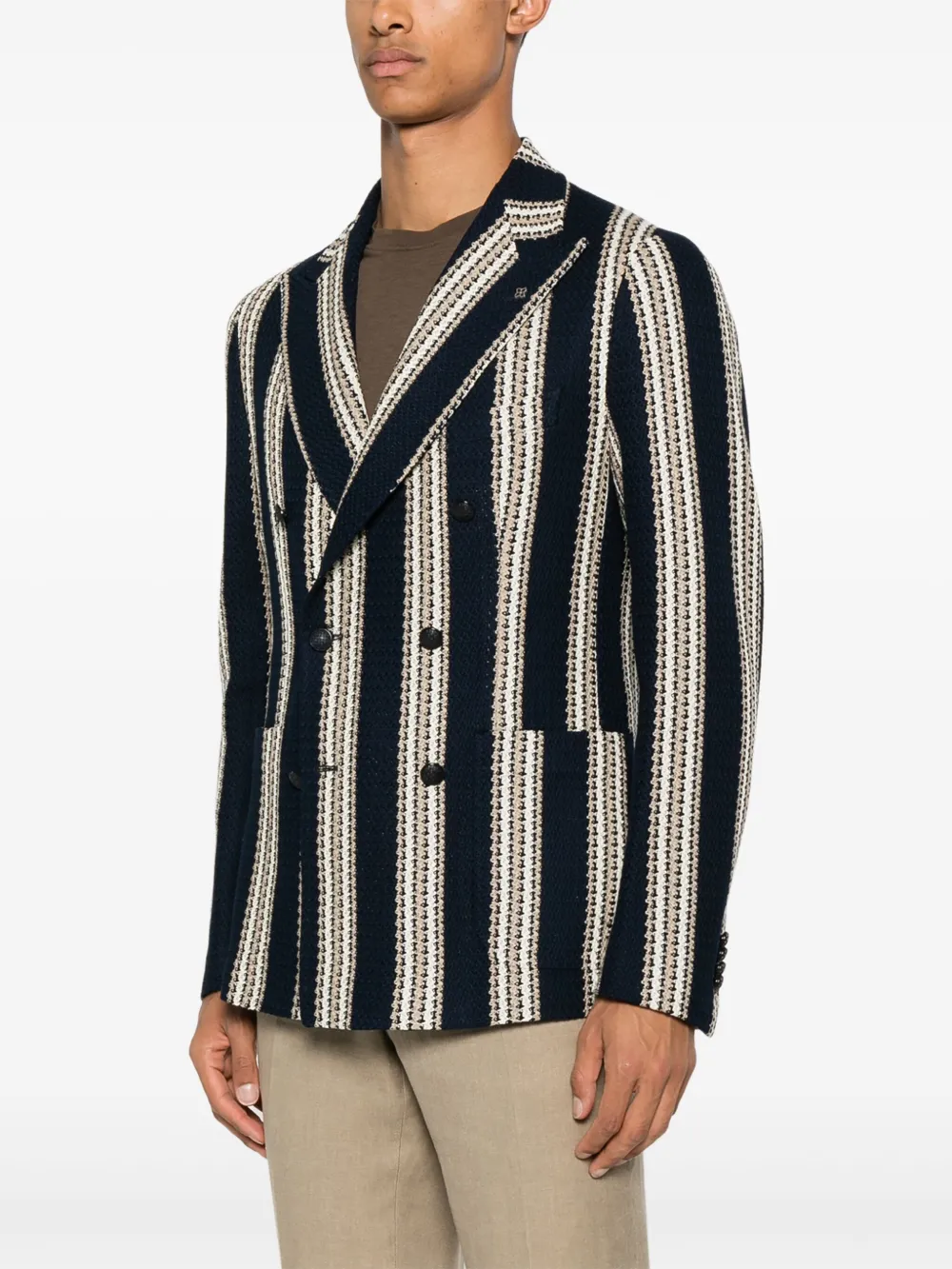 Tagliatore Gestreepte blazer met dubbele rij knopen Blauw