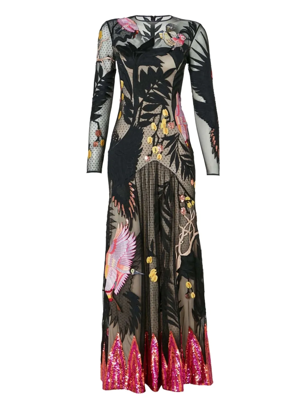 Temperley London embroidered sequin-hem dress - ブラック Temperley London embroidered sequin-hem dress - ブラック