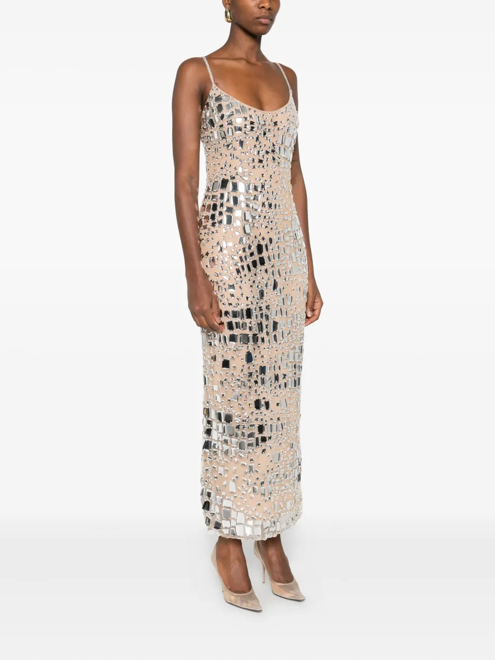 Georges Hobeika Embellished Midi Dress In Neutral