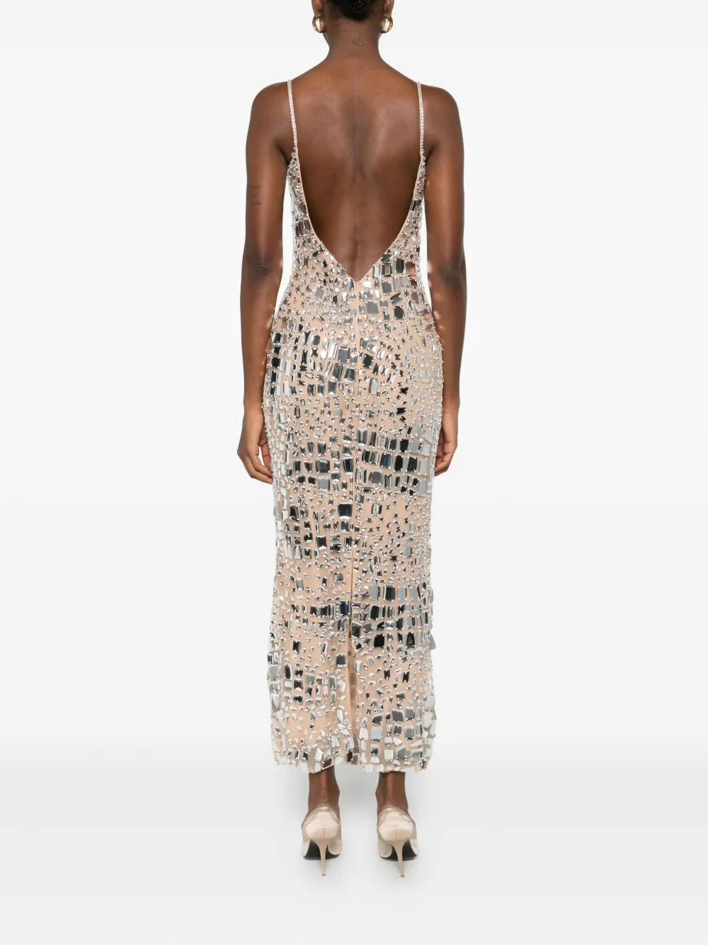 Georges Hobeika Embellished Midi Dress In Neutral