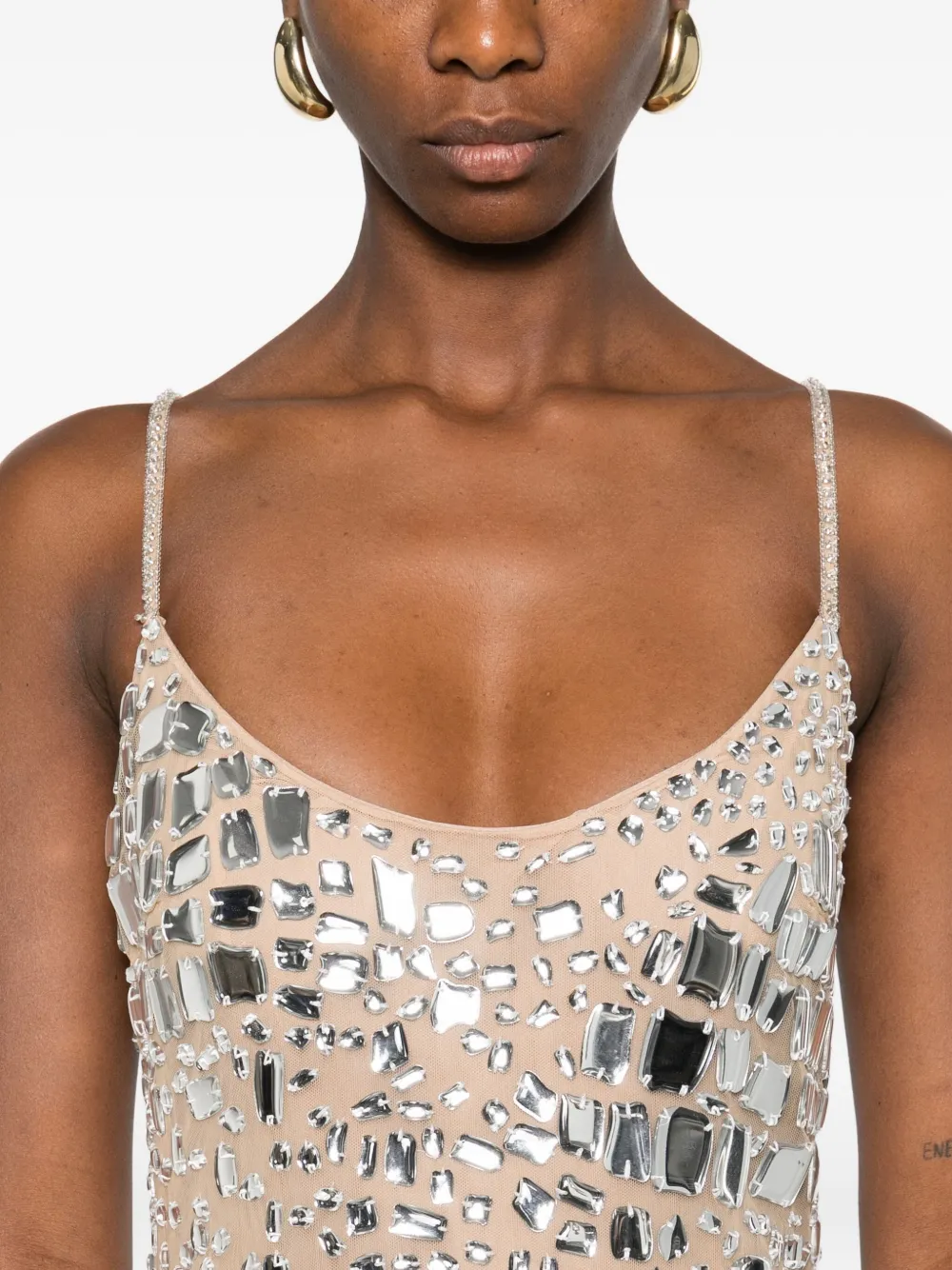 Georges Hobeika Embellished Midi Dress In Neutral