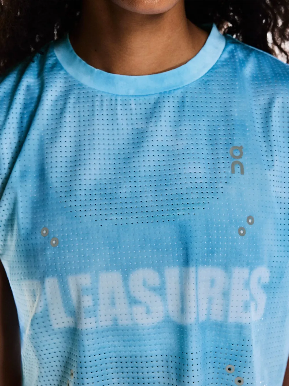 On Running X Pleasures X The Loop Mesh Cropped Top In Blue