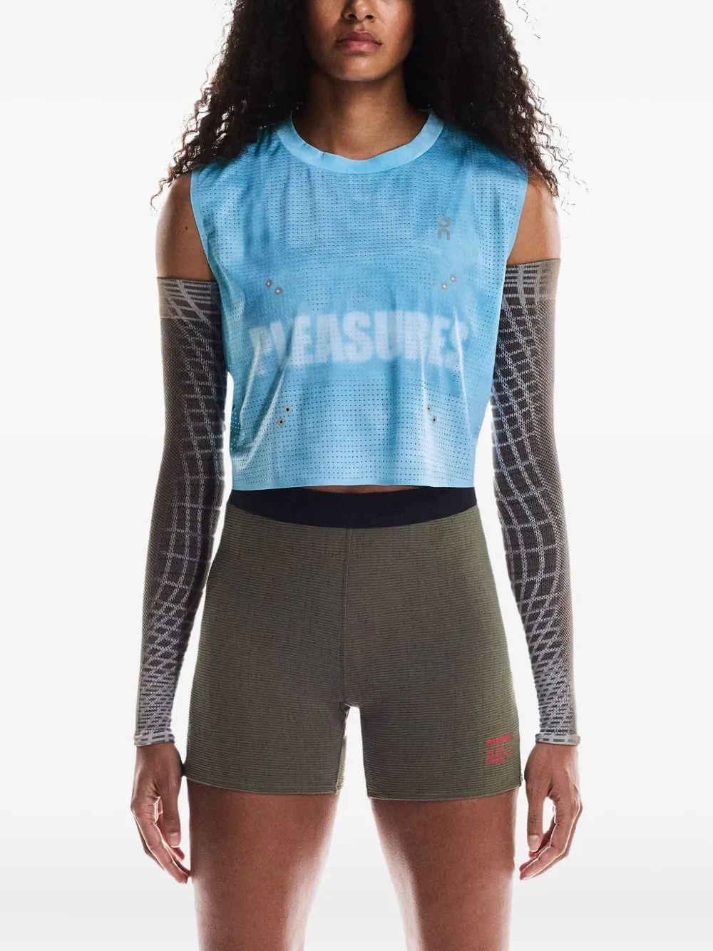 On Running x Pleasures x The Loop mesh cropped top | Performance Tank Tops | Image 2