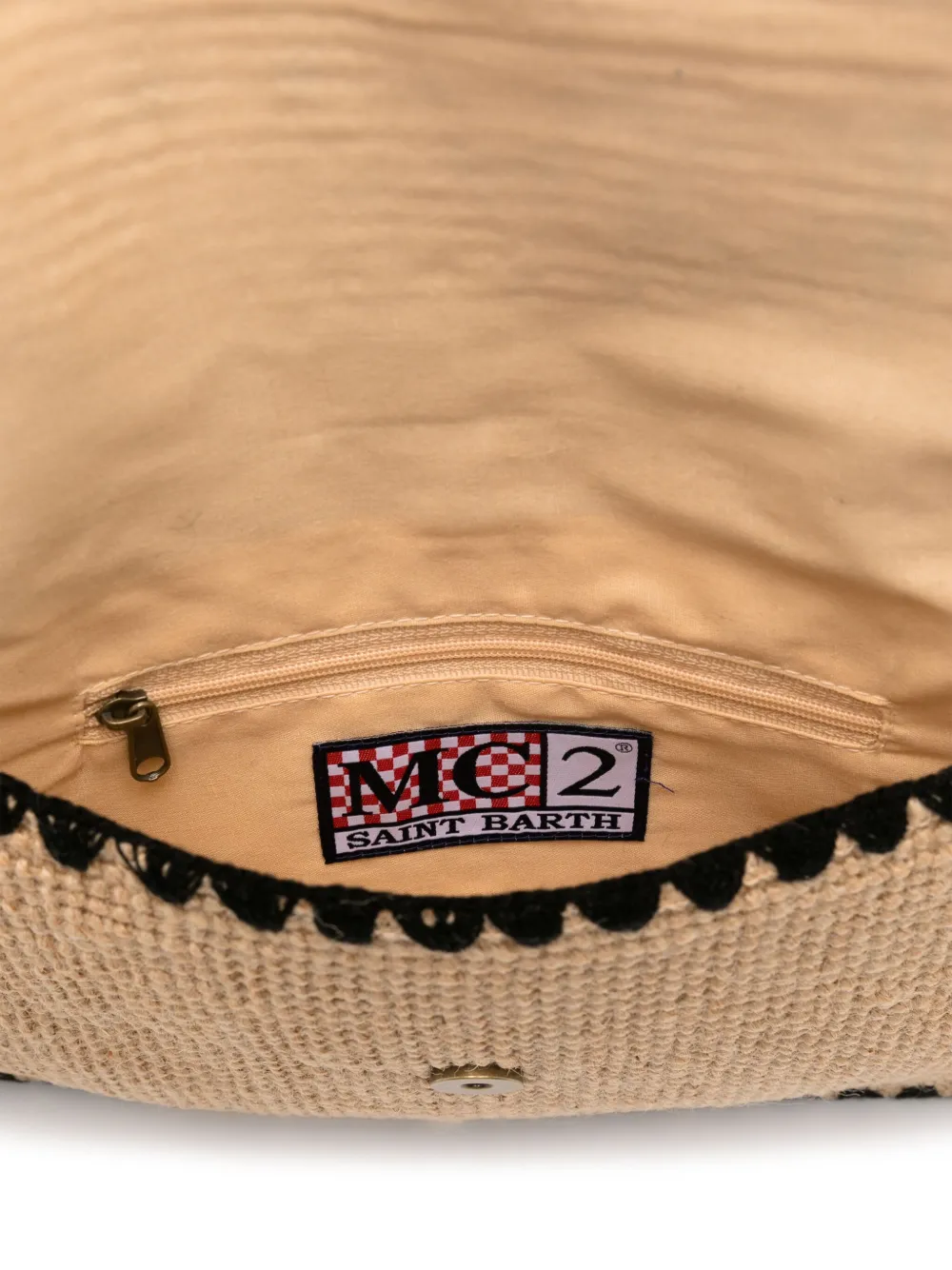 MC2 Saint Barth Clutch met geborduurd logo Beige